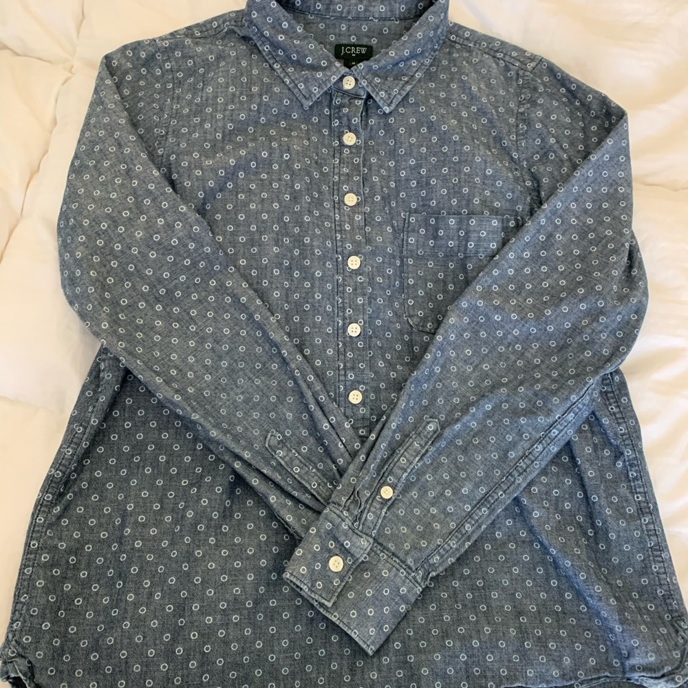 J.Crew Factory Dotted Chambray Popover in Size M